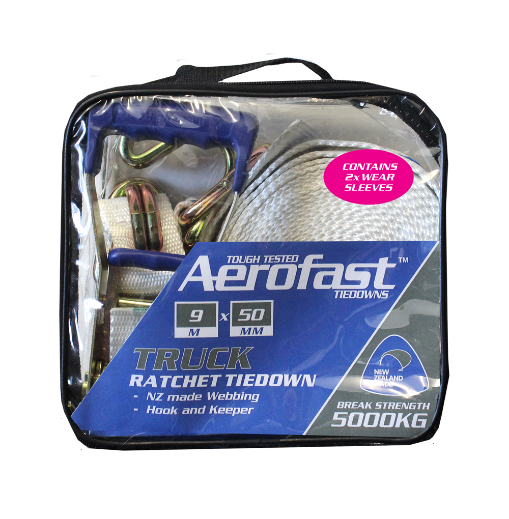 AEROFAST 50mm x 9m Truck Tiedown 5000kg BS + 2 wear sleeves