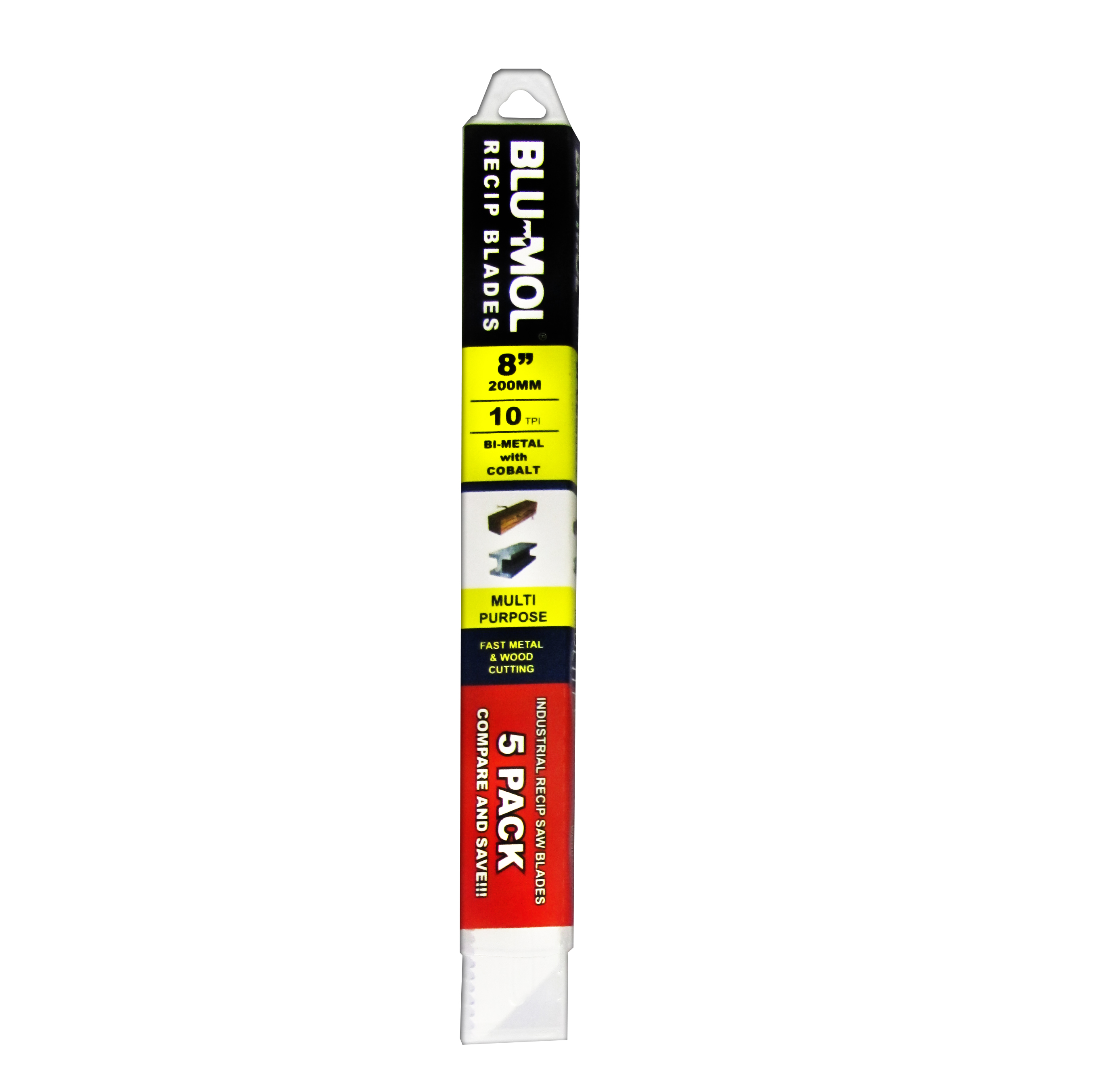 BLU-MOL RECIP BLADES WOOD/MTL 8X10TPI 200MM (5PK)