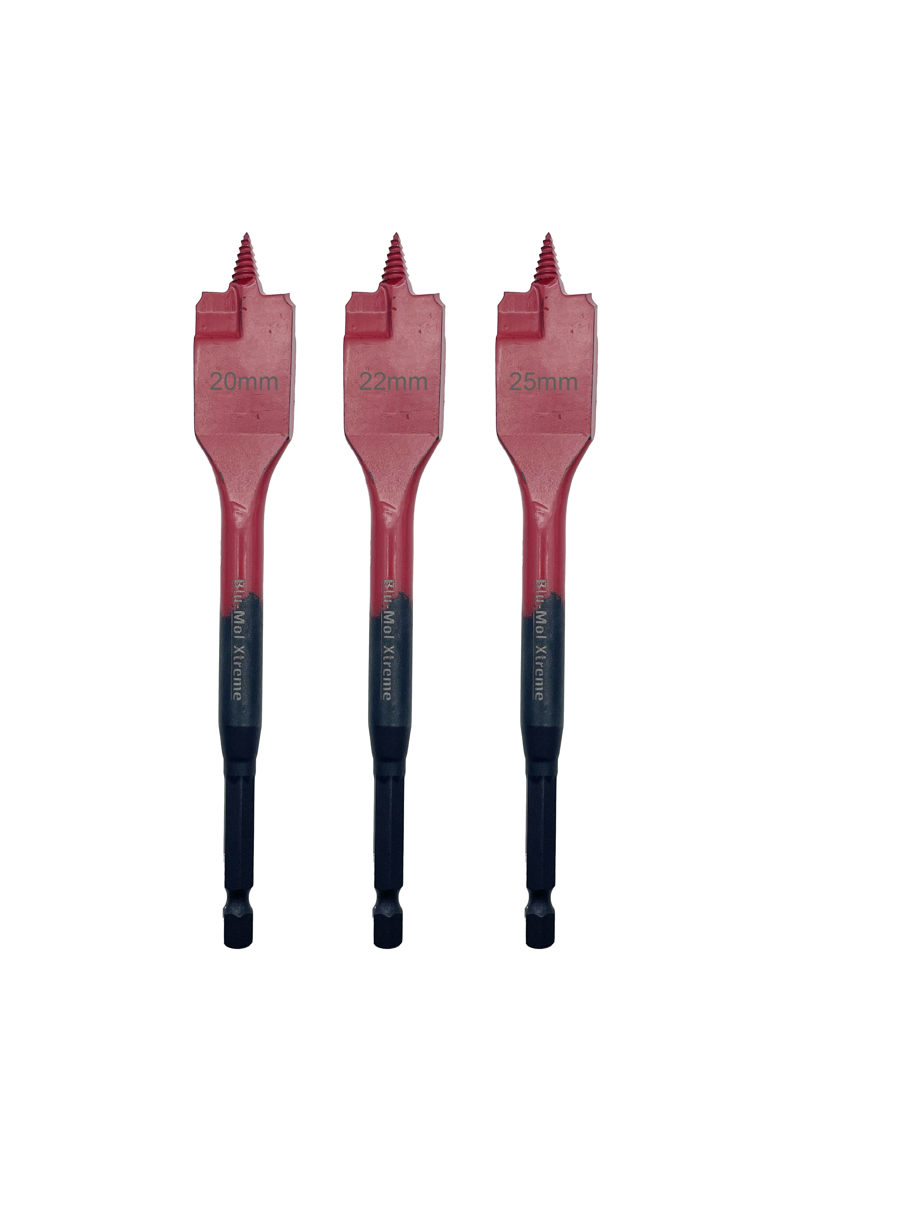 BLU-MOL XTREME NAIL BITER 3 PCE THREADED SPADE BIT SET (20, 22, 25MM x 150MM)