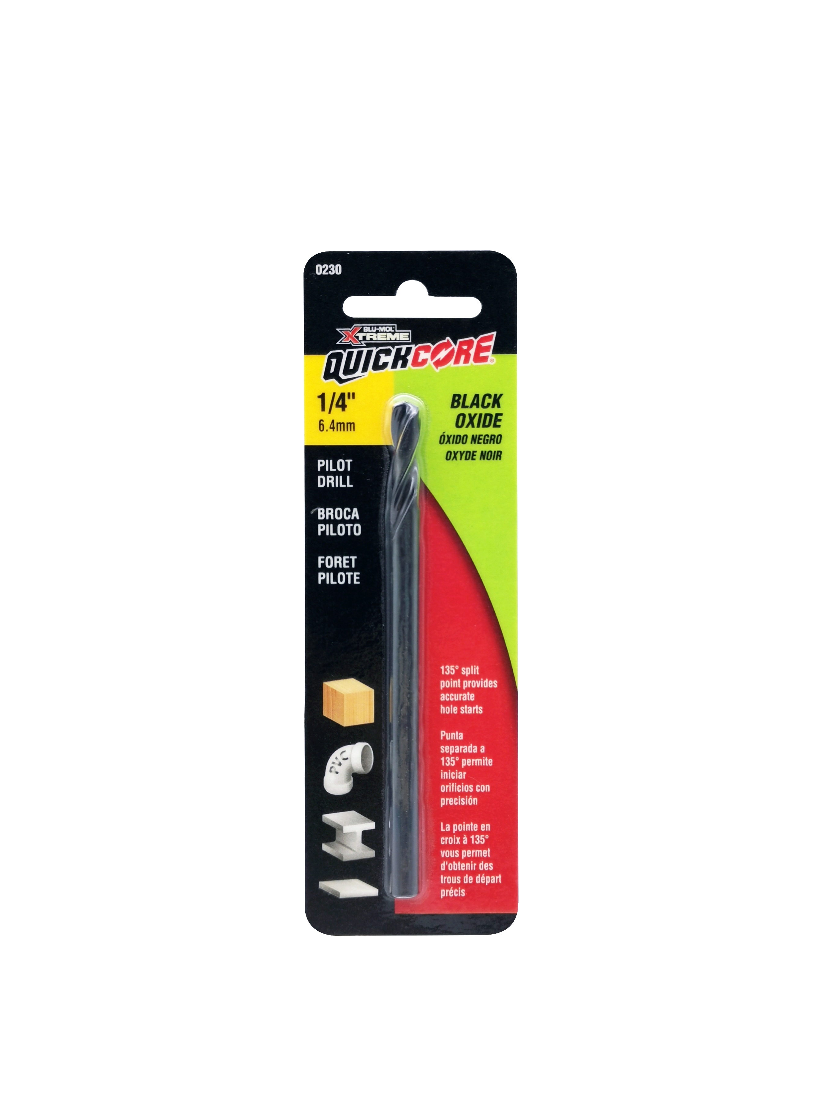 BLU-MOL XTREME QUICKCORE PILOT DRILL 1/4"